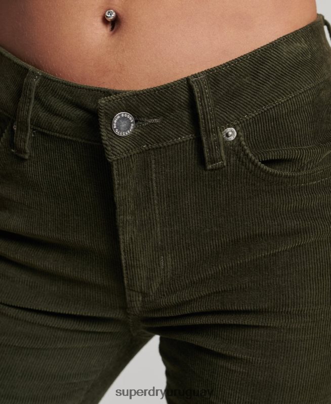 uy Superdry mujer vaqueros pitillo acampanados de tiro medio verde DT2N8Z2580 ropa