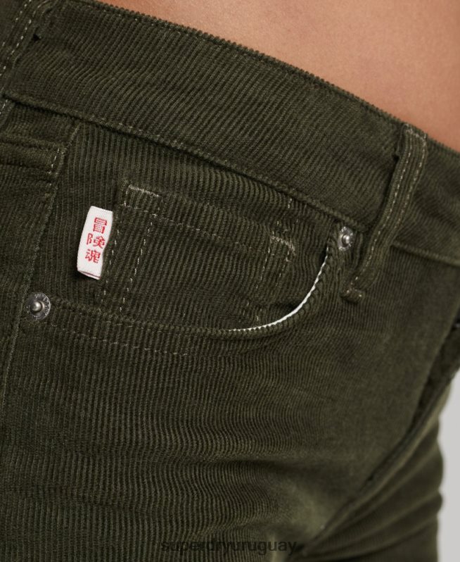 uy Superdry mujer vaqueros pitillo acampanados de tiro medio verde DT2N8Z2580 ropa