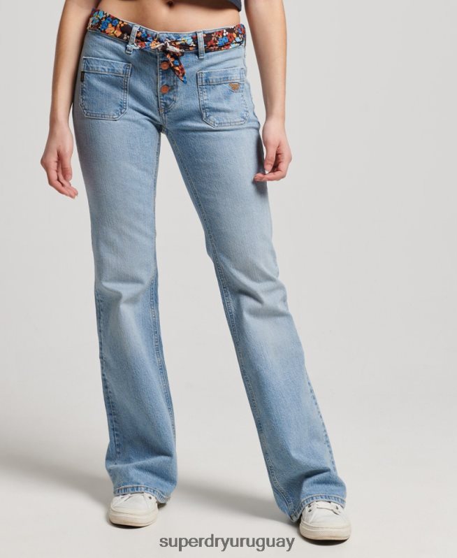 uy Superdry mujer vaqueros pitillo acampanados vintage de tiro bajo de algodón orgánico azul DT2N8Z3863 ropa