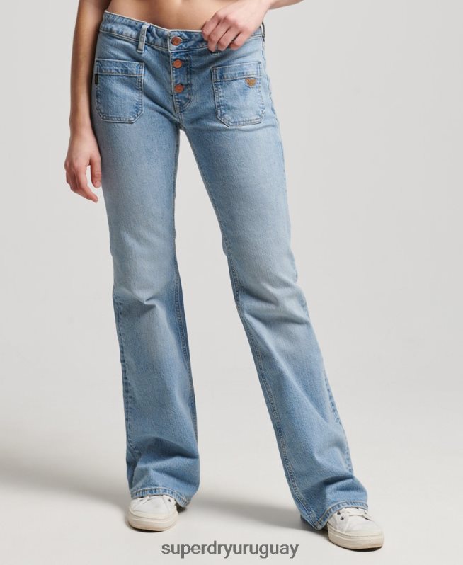uy Superdry mujer vaqueros pitillo acampanados vintage de tiro bajo de algodón orgánico azul DT2N8Z3863 ropa