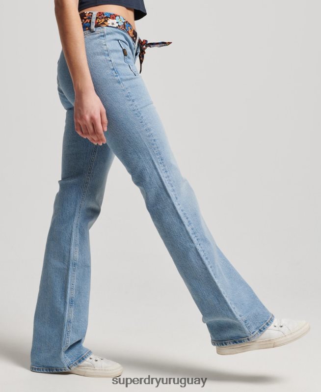 uy Superdry mujer vaqueros pitillo acampanados vintage de tiro bajo de algodón orgánico azul DT2N8Z3863 ropa