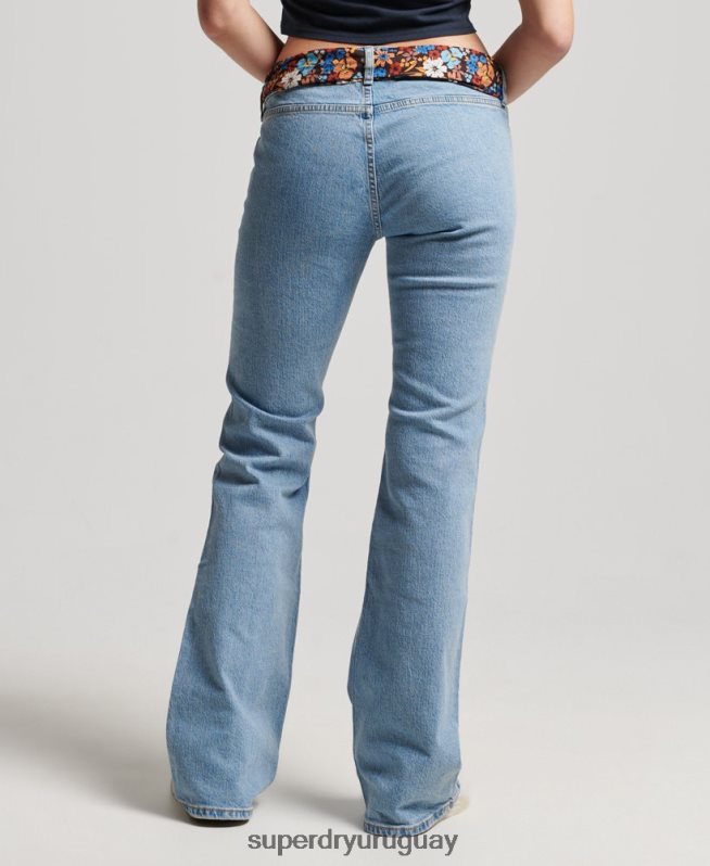 uy Superdry mujer vaqueros pitillo acampanados vintage de tiro bajo de algodón orgánico azul DT2N8Z3863 ropa