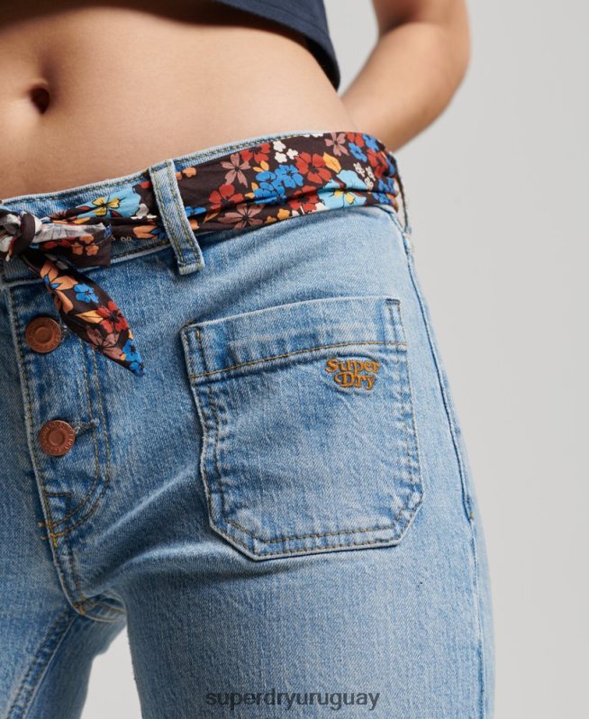 uy Superdry mujer vaqueros pitillo acampanados vintage de tiro bajo de algodón orgánico azul DT2N8Z3863 ropa