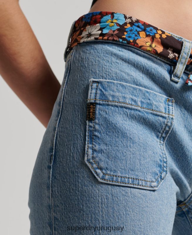 uy Superdry mujer vaqueros pitillo acampanados vintage de tiro bajo de algodón orgánico azul DT2N8Z3863 ropa