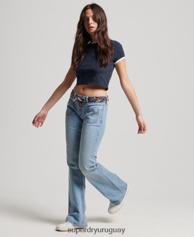 uy Superdry mujer vaqueros pitillo acampanados vintage de tiro bajo de algodón orgánico azul DT2N8Z3863 ropa