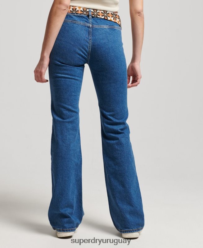 uy Superdry mujer vaqueros pitillo acampanados vintage de tiro bajo de algodón orgánico azul oscuro DT2N8Z3893 ropa