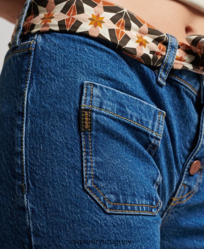 uy Superdry mujer vaqueros pitillo acampanados vintage de tiro bajo de algodón orgánico azul oscuro DT2N8Z3893 ropa