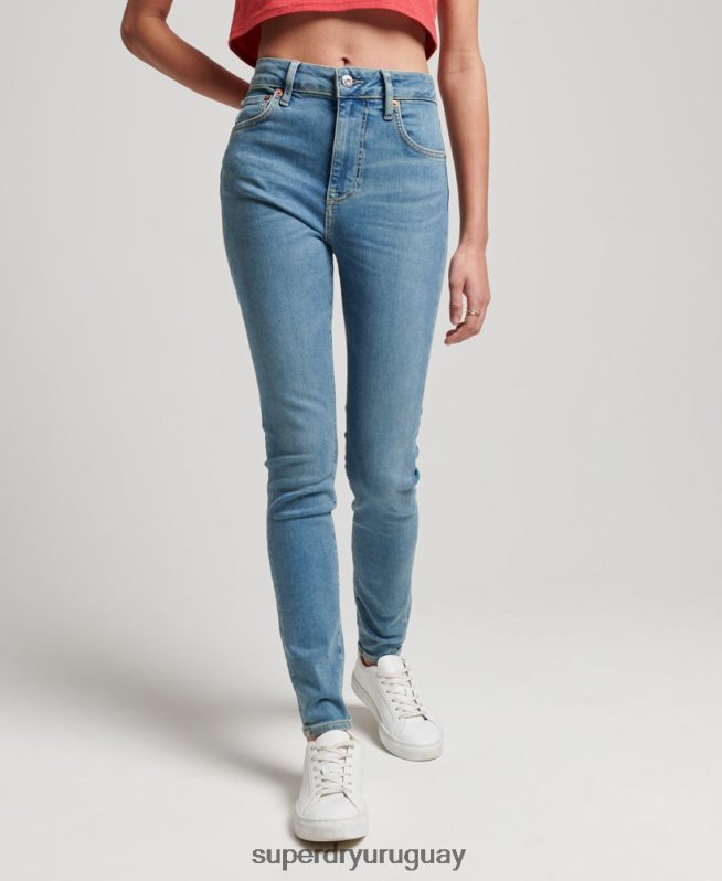 uy Superdry mujer vaqueros pitillo de tiro alto de algodón orgánico azul DT2N8Z3880 ropa