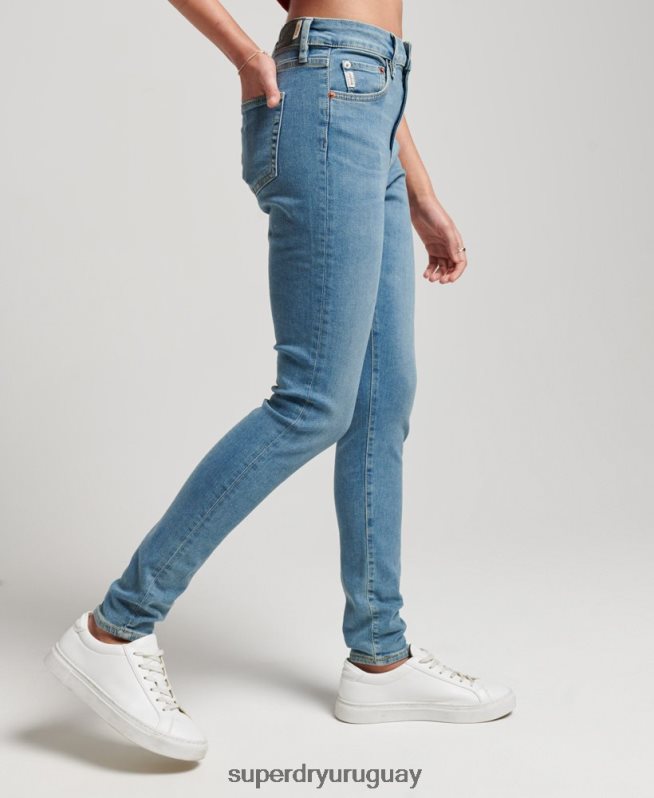 uy Superdry mujer vaqueros pitillo de tiro alto de algodón orgánico azul DT2N8Z3880 ropa