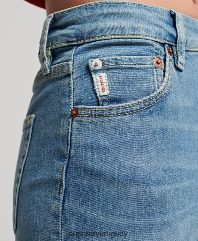 uy Superdry mujer vaqueros pitillo de tiro alto de algodón orgánico azul DT2N8Z3880 ropa