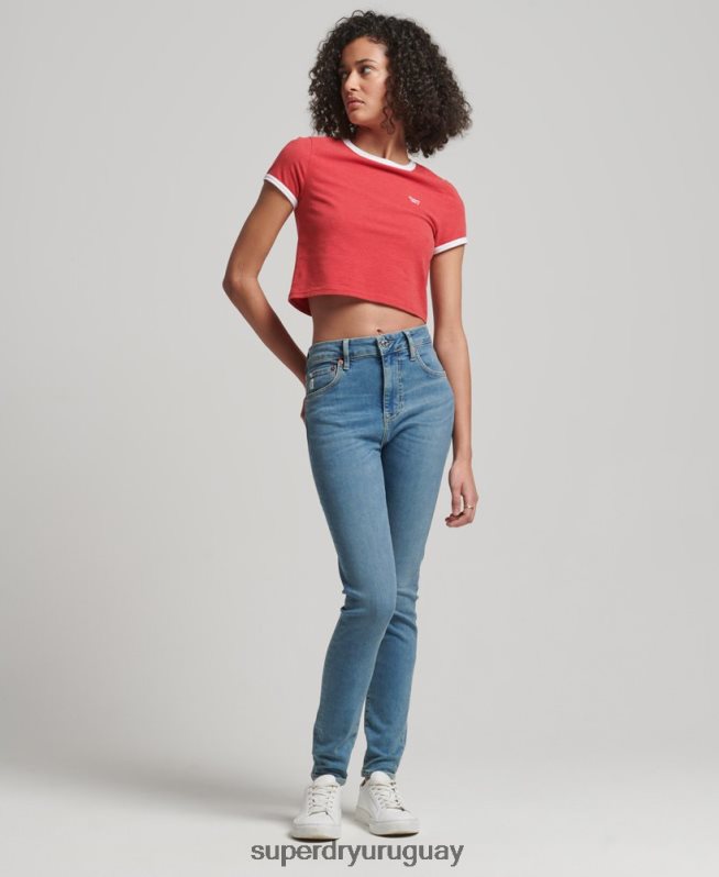 uy Superdry mujer vaqueros pitillo de tiro alto de algodón orgánico azul DT2N8Z3880 ropa
