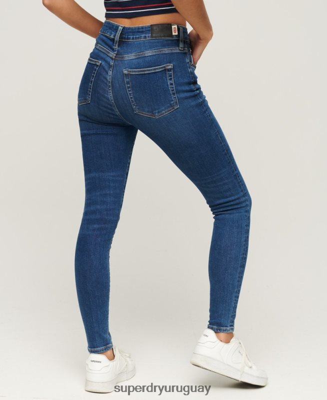 uy Superdry mujer vaqueros pitillo de tiro alto de algodón orgánico azul oscuro DT2N8Z3873 ropa