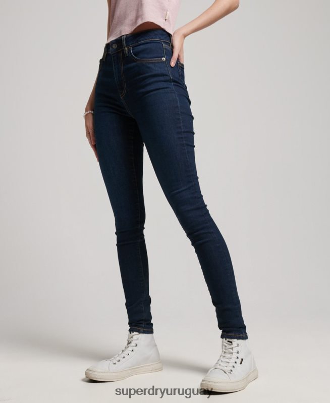 uy Superdry mujer vaqueros pitillo de tiro alto de algodón orgánico azul oscuro DT2N8Z3891 ropa
