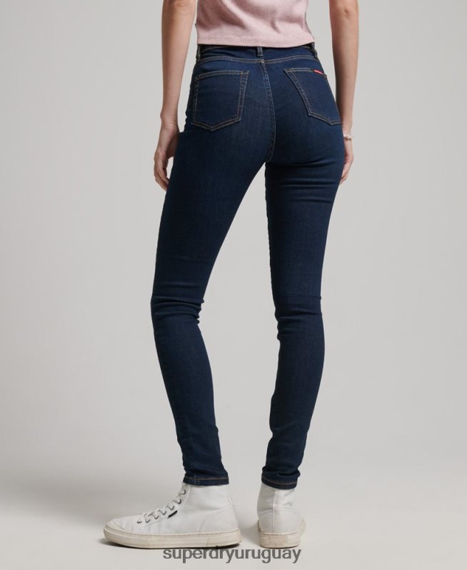 uy Superdry mujer vaqueros pitillo de tiro alto de algodón orgánico azul oscuro DT2N8Z3891 ropa