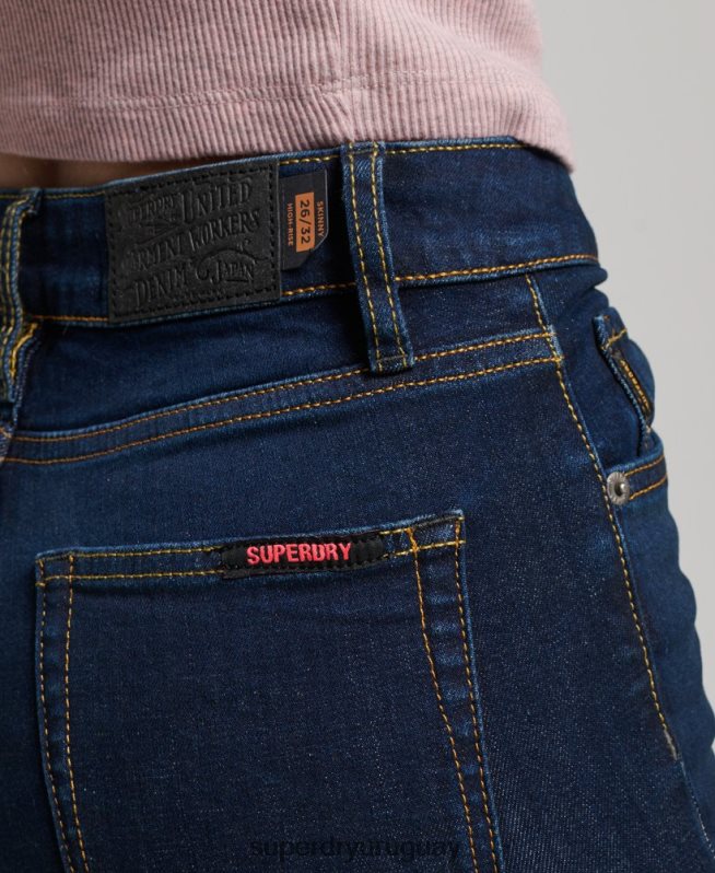uy Superdry mujer vaqueros pitillo de tiro alto de algodón orgánico azul oscuro DT2N8Z3891 ropa
