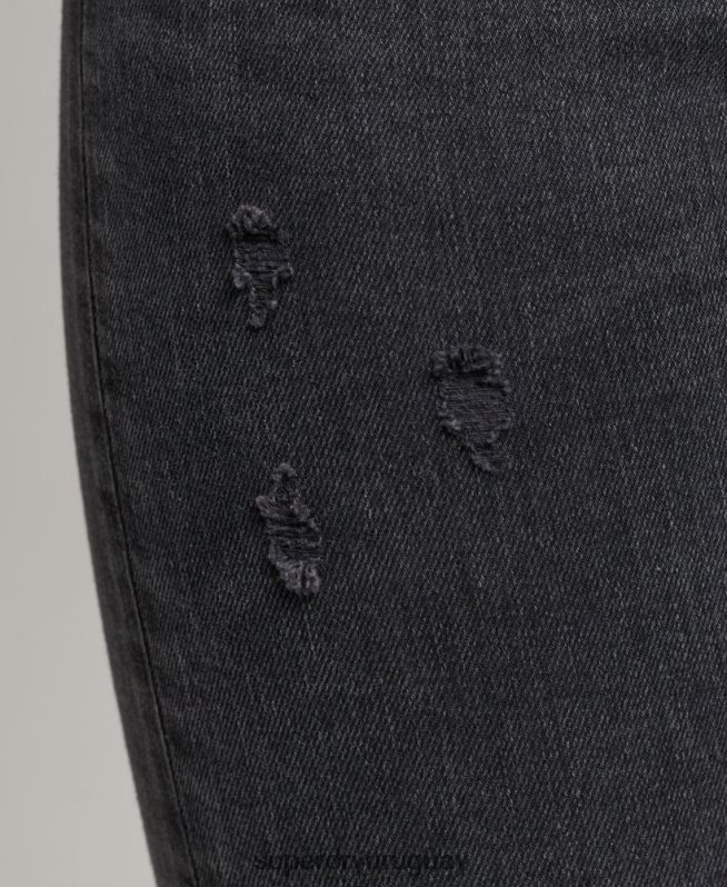 uy Superdry mujer vaqueros pitillo de tiro alto de algodón orgánico negro DT2N8Z3889 ropa