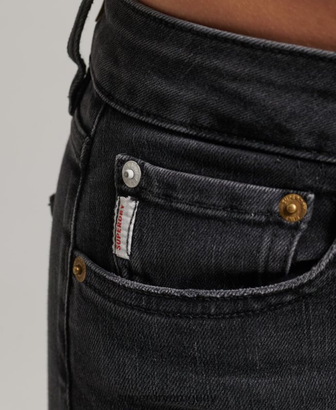 uy Superdry mujer vaqueros pitillo de tiro alto de algodón orgánico negro DT2N8Z3889 ropa