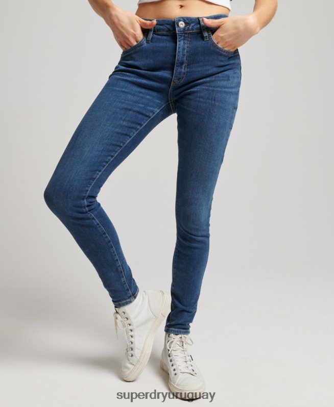 uy Superdry mujer vaqueros pitillo vintage de tiro medio de algodón orgánico azul oscuro DT2N8Z3874 ropa