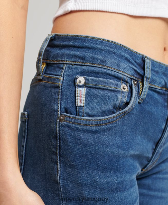 uy Superdry mujer vaqueros pitillo vintage de tiro medio de algodón orgánico azul oscuro DT2N8Z3874 ropa