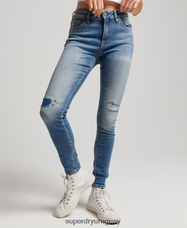 uy Superdry mujer vaqueros pitillo vintage de tiro medio de algodón orgánico azul oscuro DT2N8Z3890 ropa