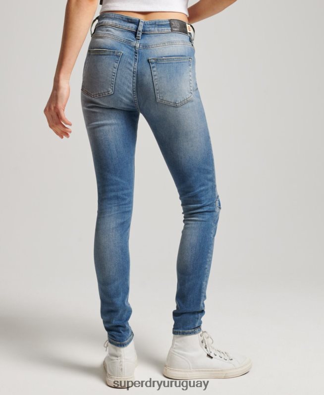 uy Superdry mujer vaqueros pitillo vintage de tiro medio de algodón orgánico azul oscuro DT2N8Z3890 ropa