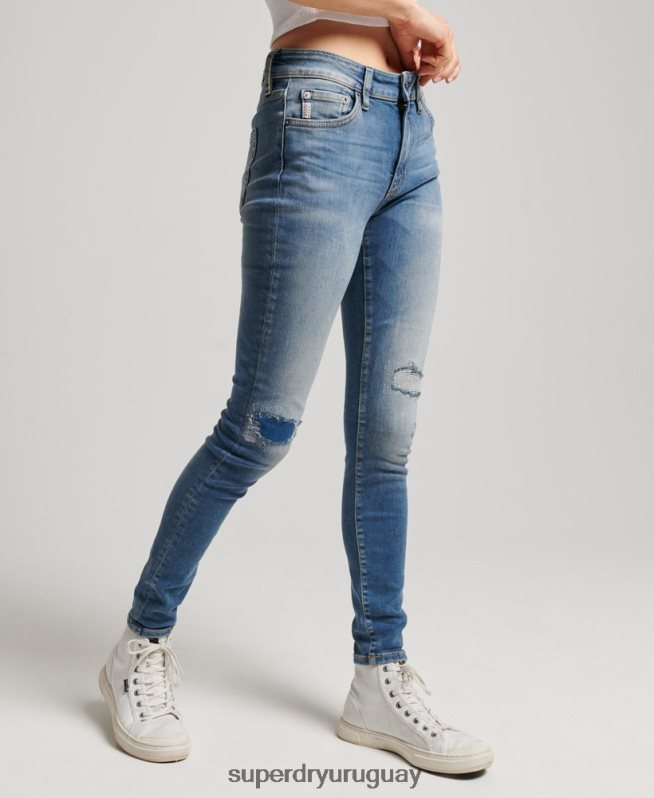 uy Superdry mujer vaqueros pitillo vintage de tiro medio de algodón orgánico azul oscuro DT2N8Z3890 ropa