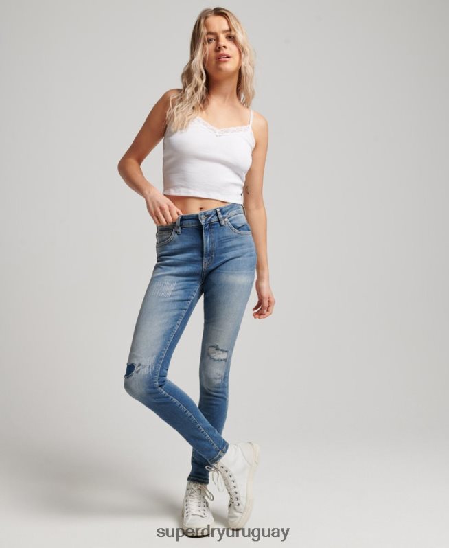 uy Superdry mujer vaqueros pitillo vintage de tiro medio de algodón orgánico azul oscuro DT2N8Z3890 ropa
