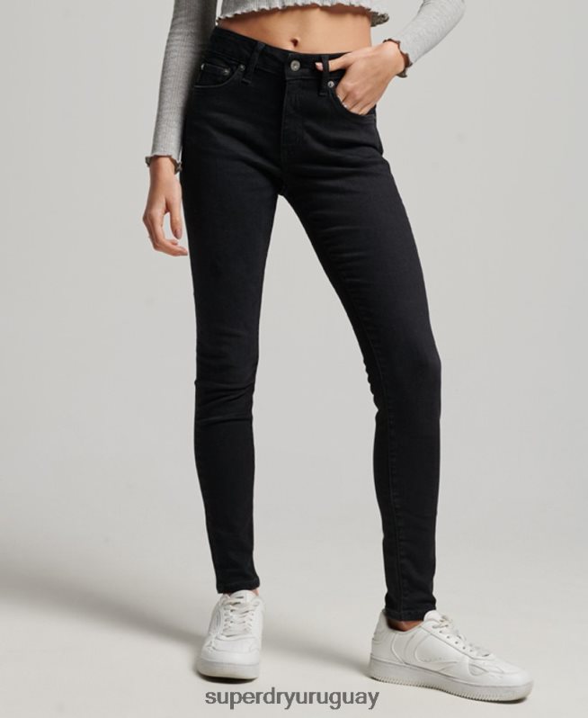 uy Superdry mujer vaqueros pitillo vintage de tiro medio de algodón orgánico negro DT2N8Z3882 ropa