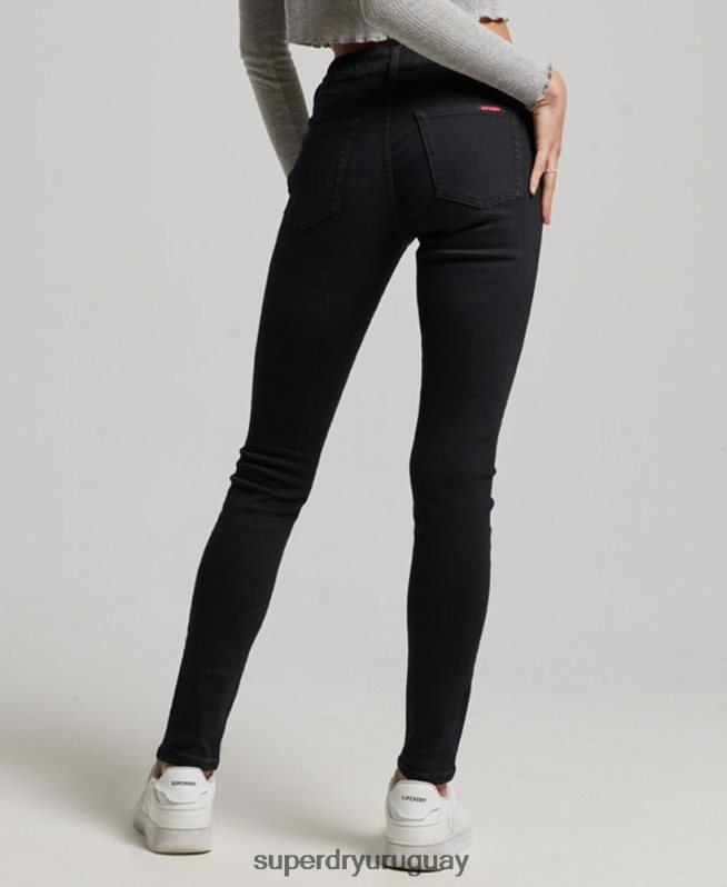 uy Superdry mujer vaqueros pitillo vintage de tiro medio de algodón orgánico negro DT2N8Z3882 ropa
