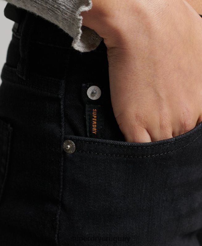 uy Superdry mujer vaqueros pitillo vintage de tiro medio de algodón orgánico negro DT2N8Z3882 ropa