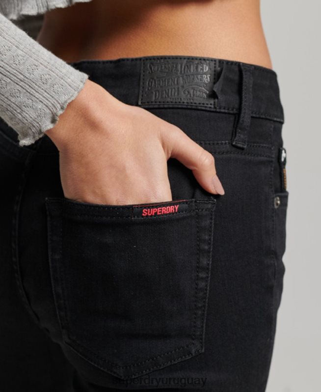 uy Superdry mujer vaqueros pitillo vintage de tiro medio de algodón orgánico negro DT2N8Z3882 ropa