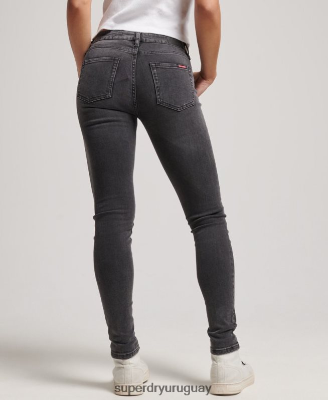 uy Superdry mujer vaqueros pitillo vintage de tiro medio de algodón orgánico negro DT2N8Z3885 ropa