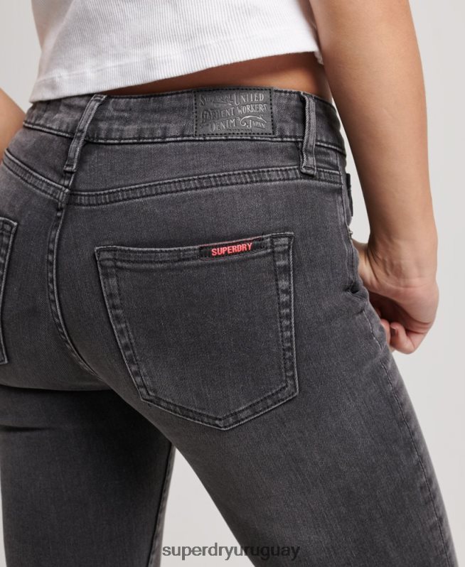 uy Superdry mujer vaqueros pitillo vintage de tiro medio de algodón orgánico negro DT2N8Z3885 ropa
