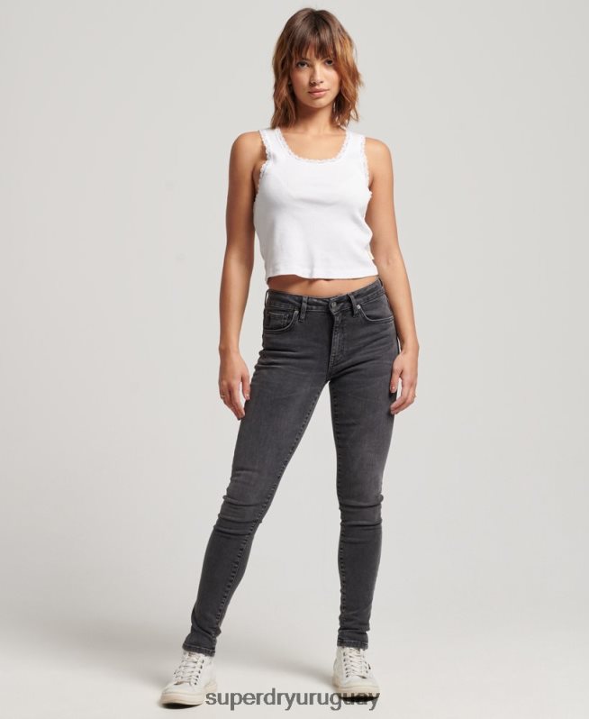 uy Superdry mujer vaqueros pitillo vintage de tiro medio de algodón orgánico negro DT2N8Z3885 ropa
