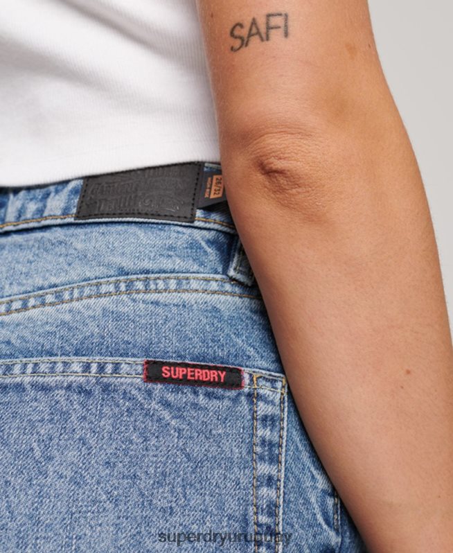 uy Superdry mujer vaqueros rectos de tiro alto de algodón orgánico azul claro DT2N8Z3869 ropa