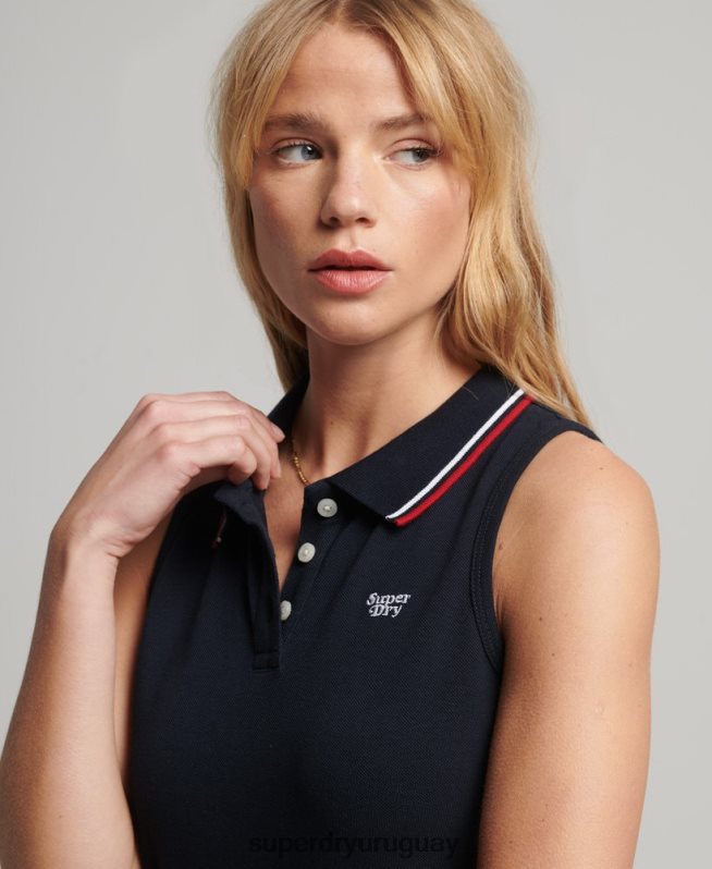 uy Superdry mujer chaleco vestido de polo Armada DT2N8Z2512 ropa