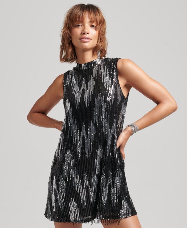 uy Superdry mujer mini vestido acampanado con lentejuelas multi DT2N8Z2460 ropa