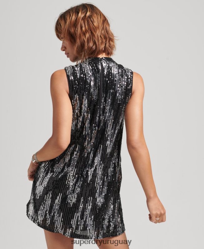 uy Superdry mujer mini vestido acampanado con lentejuelas multi DT2N8Z2460 ropa