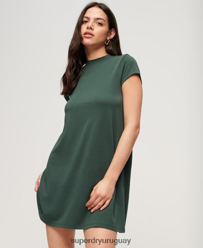 uy Superdry mujer mini vestido acampanado de manga corta verde DT2N8Z1974 ropa