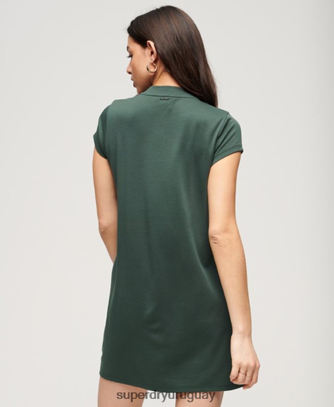 uy Superdry mujer mini vestido acampanado de manga corta verde DT2N8Z1974 ropa