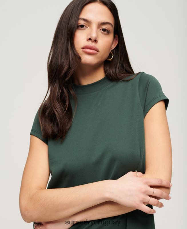 uy Superdry mujer mini vestido acampanado de manga corta verde DT2N8Z1974 ropa