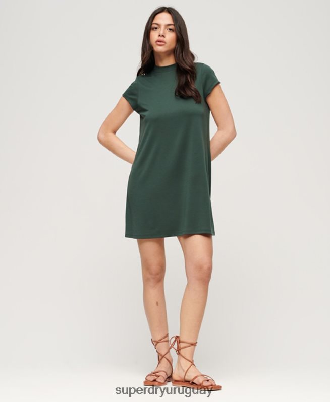 uy Superdry mujer mini vestido acampanado de manga corta verde DT2N8Z1974 ropa