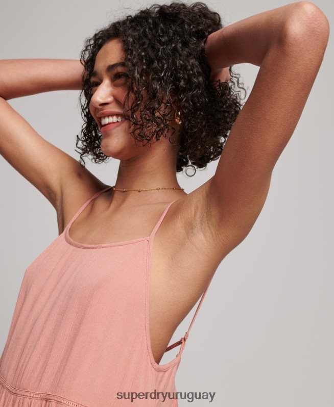 uy Superdry mujer mini vestido camisero de playa rosa DT2N8Z2379 ropa