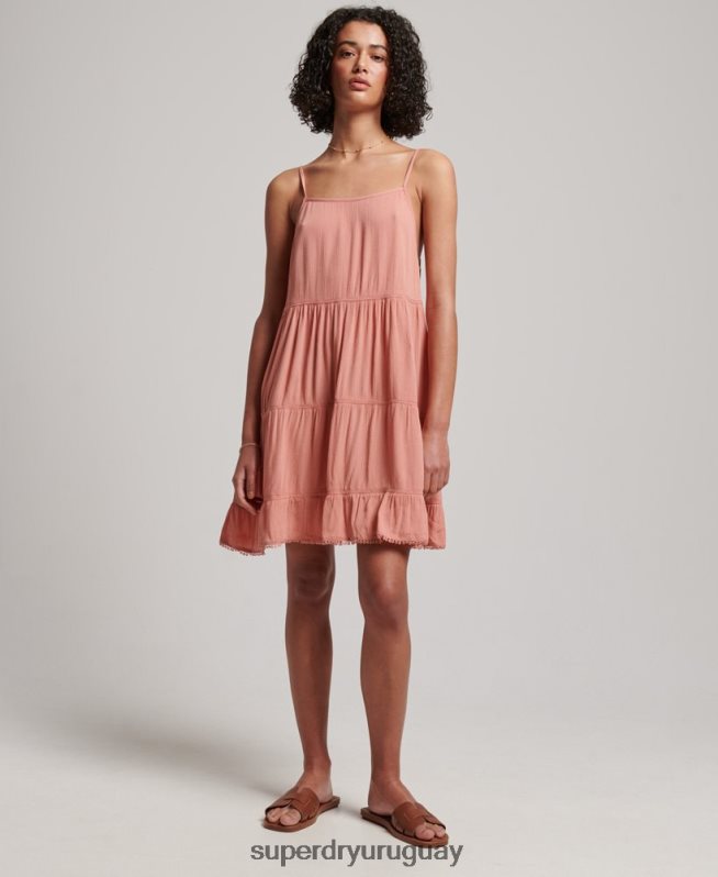 uy Superdry mujer mini vestido camisero de playa rosa DT2N8Z2379 ropa