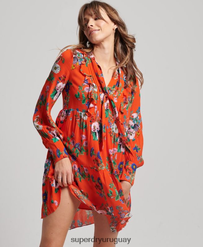 uy Superdry mujer mini vestido de estudios fuera de servicio rojo DT2N8Z2484 ropa