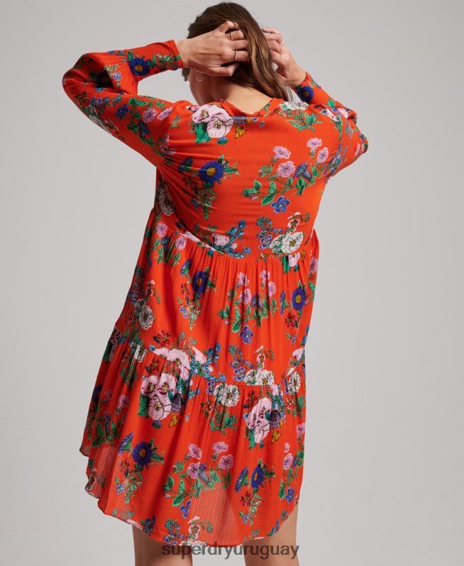 uy Superdry mujer mini vestido de estudios fuera de servicio rojo DT2N8Z2484 ropa