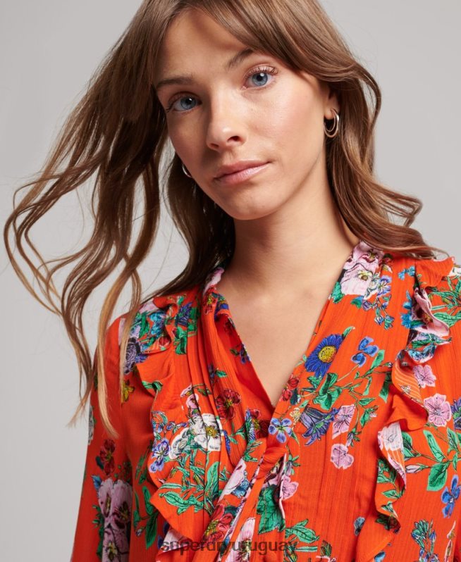 uy Superdry mujer mini vestido de estudios fuera de servicio rojo DT2N8Z2484 ropa