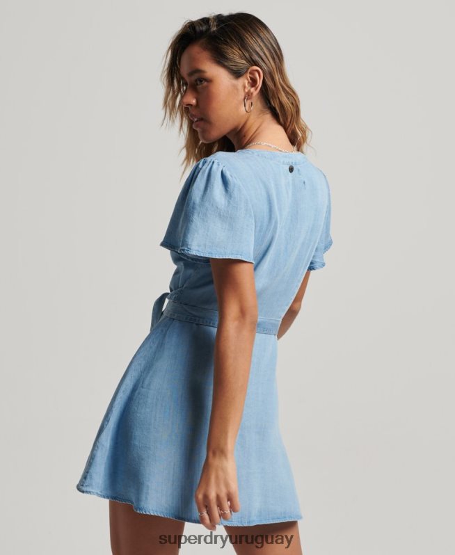 uy Superdry mujer minivestido cruzado vintage azul DT2N8Z2546 ropa