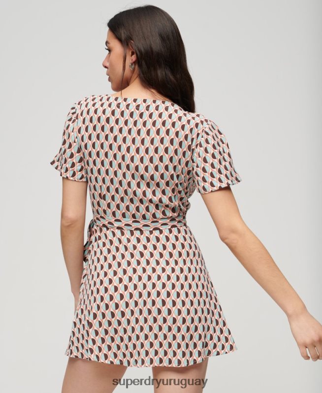 uy Superdry mujer minivestido cruzado vintage marrón DT2N8Z2017 ropa