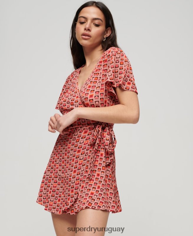 uy Superdry mujer minivestido cruzado vintage rojo DT2N8Z1996 ropa